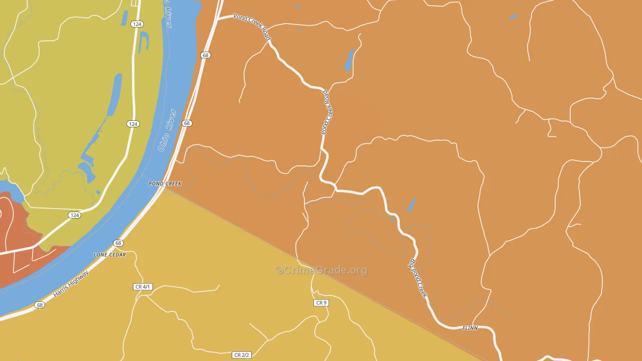 Pond Creek, WV Map of Arson Rates