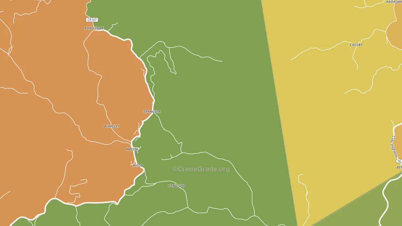 Pond Gap, WV Map of Arson Rates