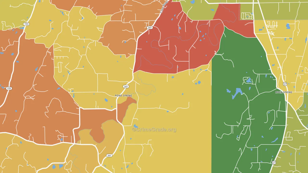 Pond Spring, GA Map of Arson Rates