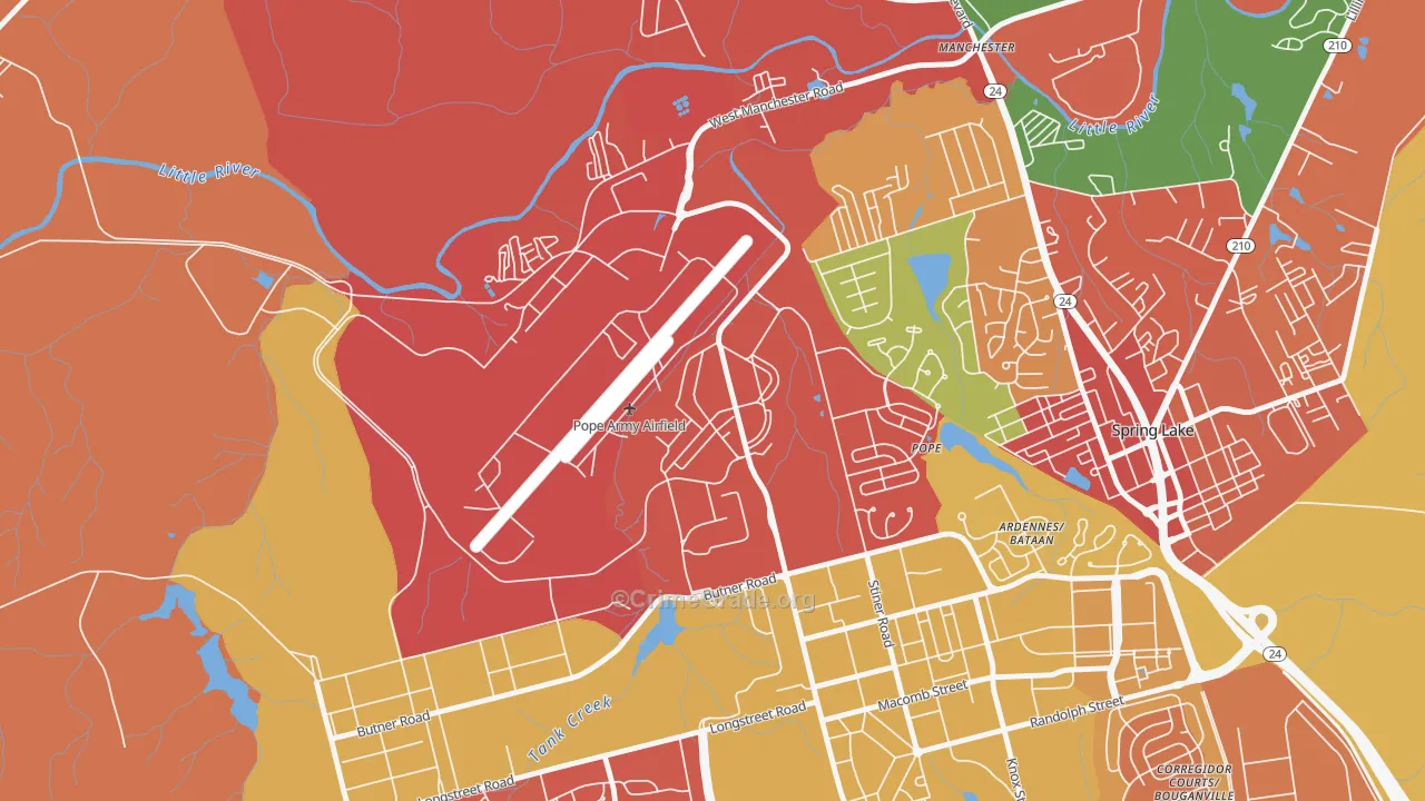 Pope Air Force Base, NC Map of Arson Rates