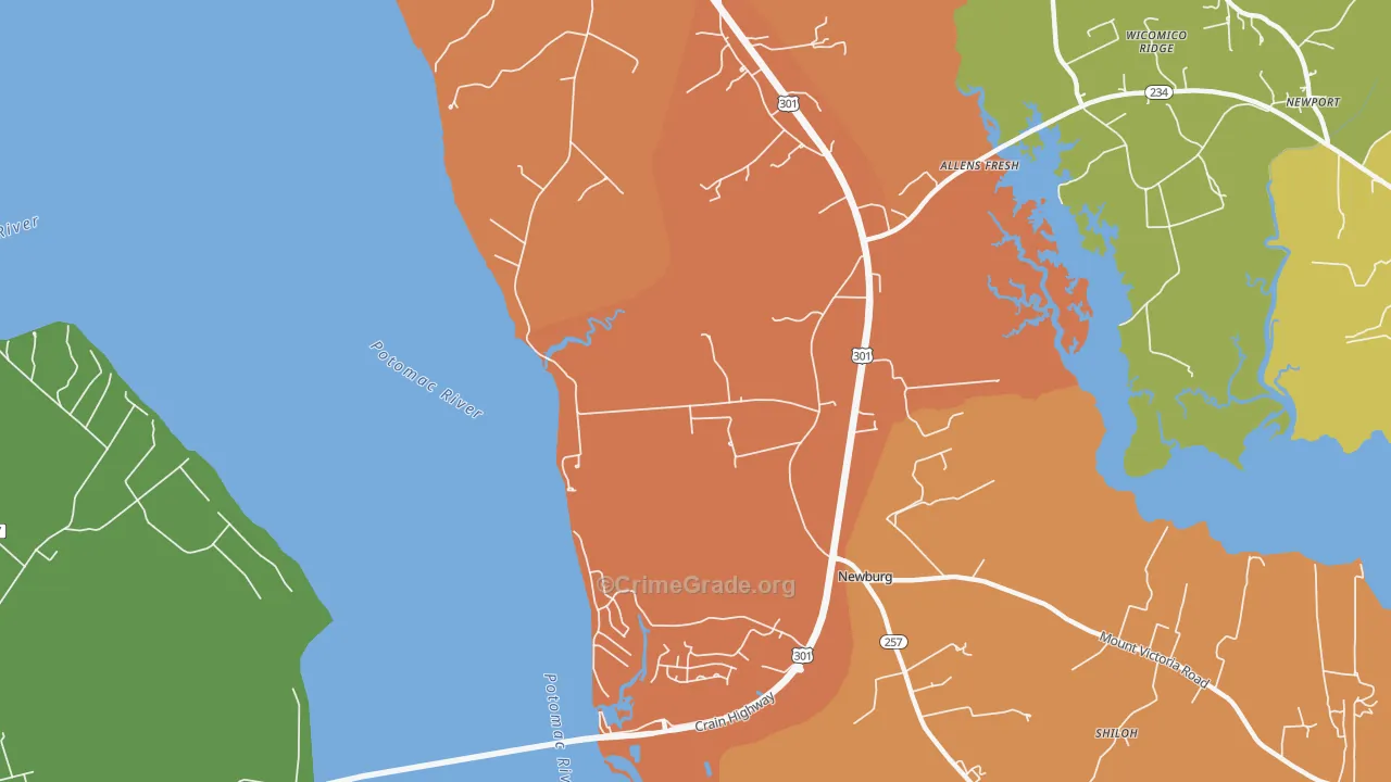 Popes Creek, MD Map of Arson Rates