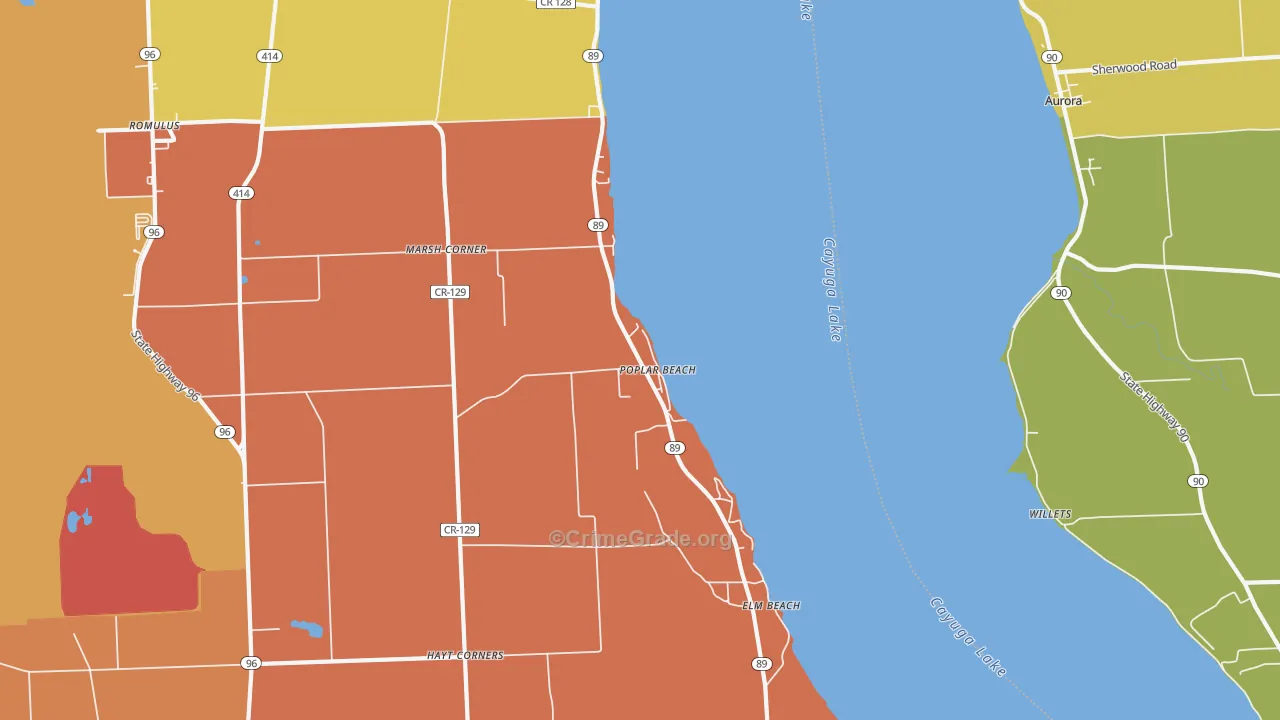 Poplar Beach, NY Map of Arson Rates