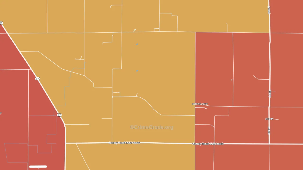 Poplar City, IL Map of Arson Rates