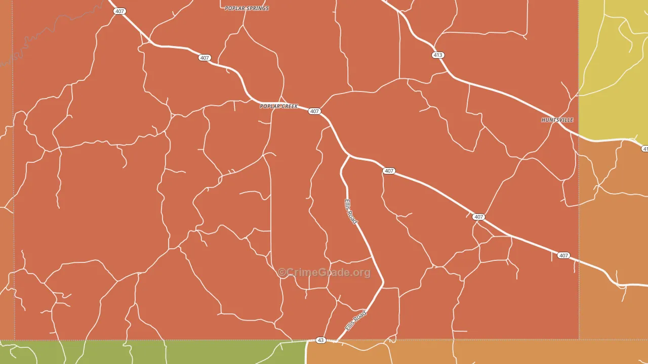 Poplar Creek, MS Map of Arson Rates