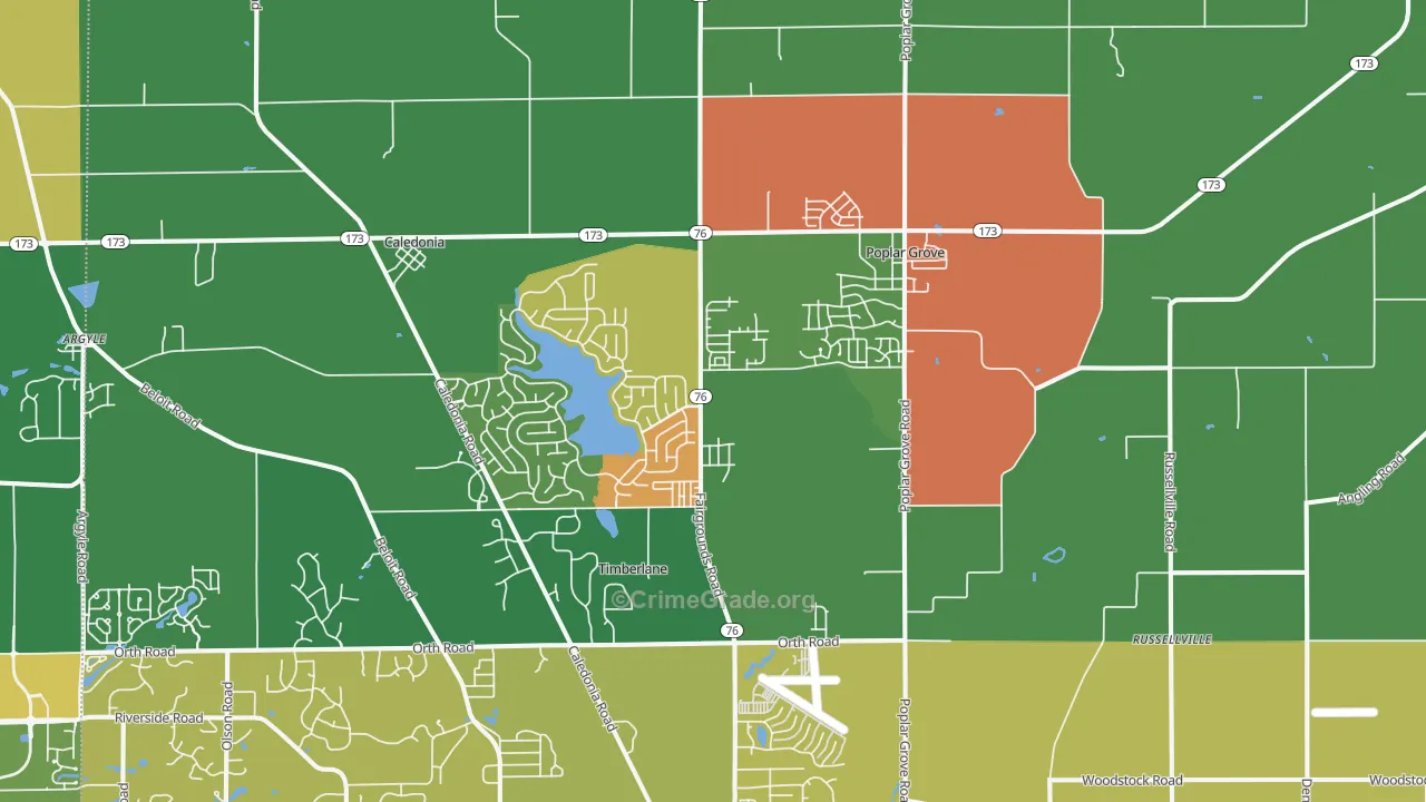 Poplar Grove, IL Map of Arson Rates