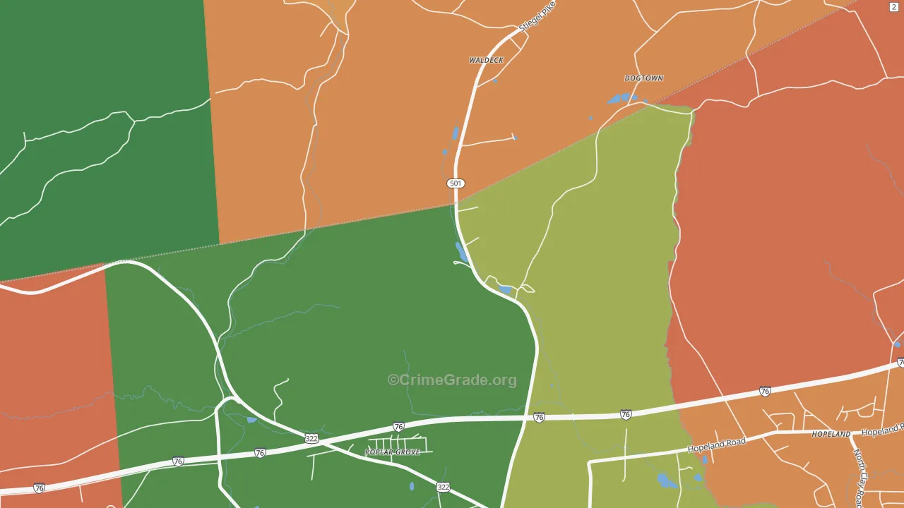 Poplar Grove, PA Map of Arson Rates
