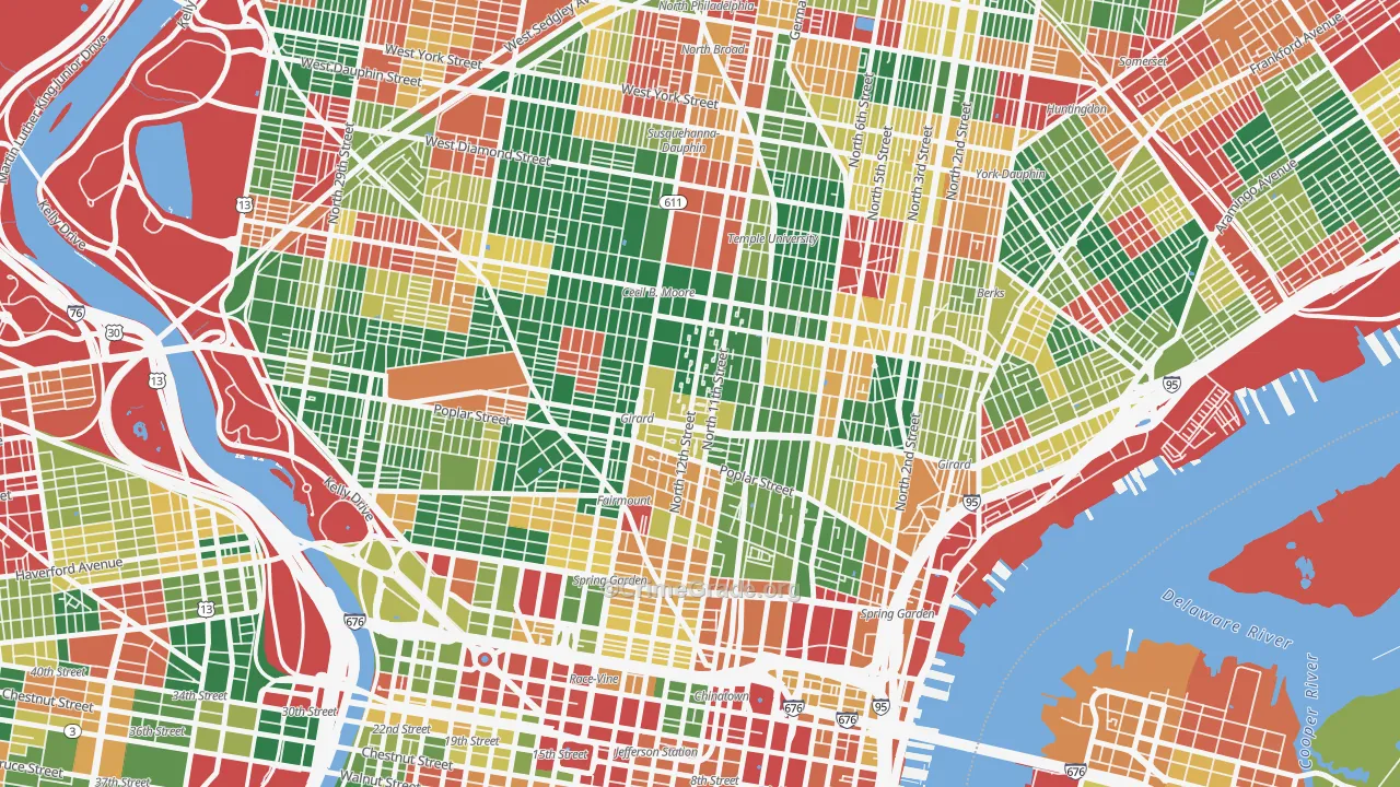 Poplar-Ludlow-Yorktowne, Philadelphia, PA Map of Arson Rates