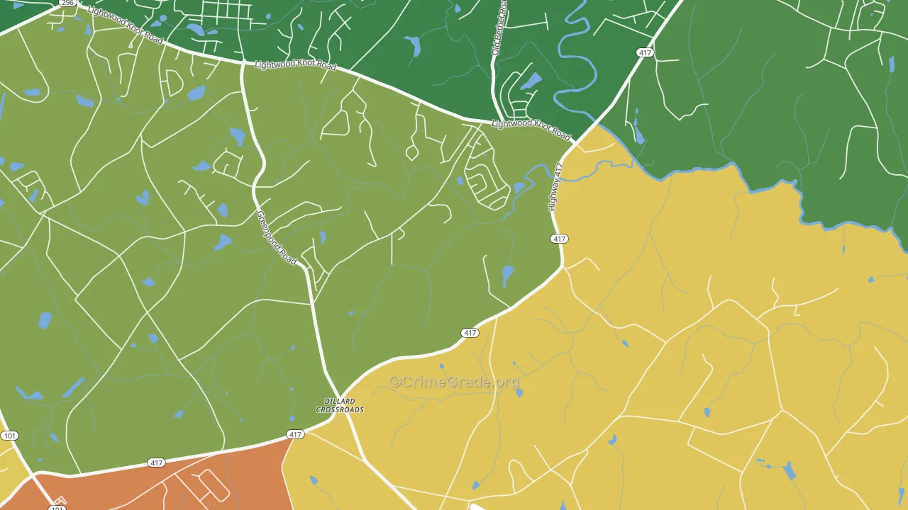 Poplar Springs, SC Map of Arson Rates