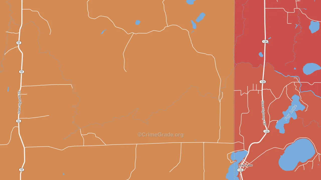 Popple River, WI Map of Arson Rates