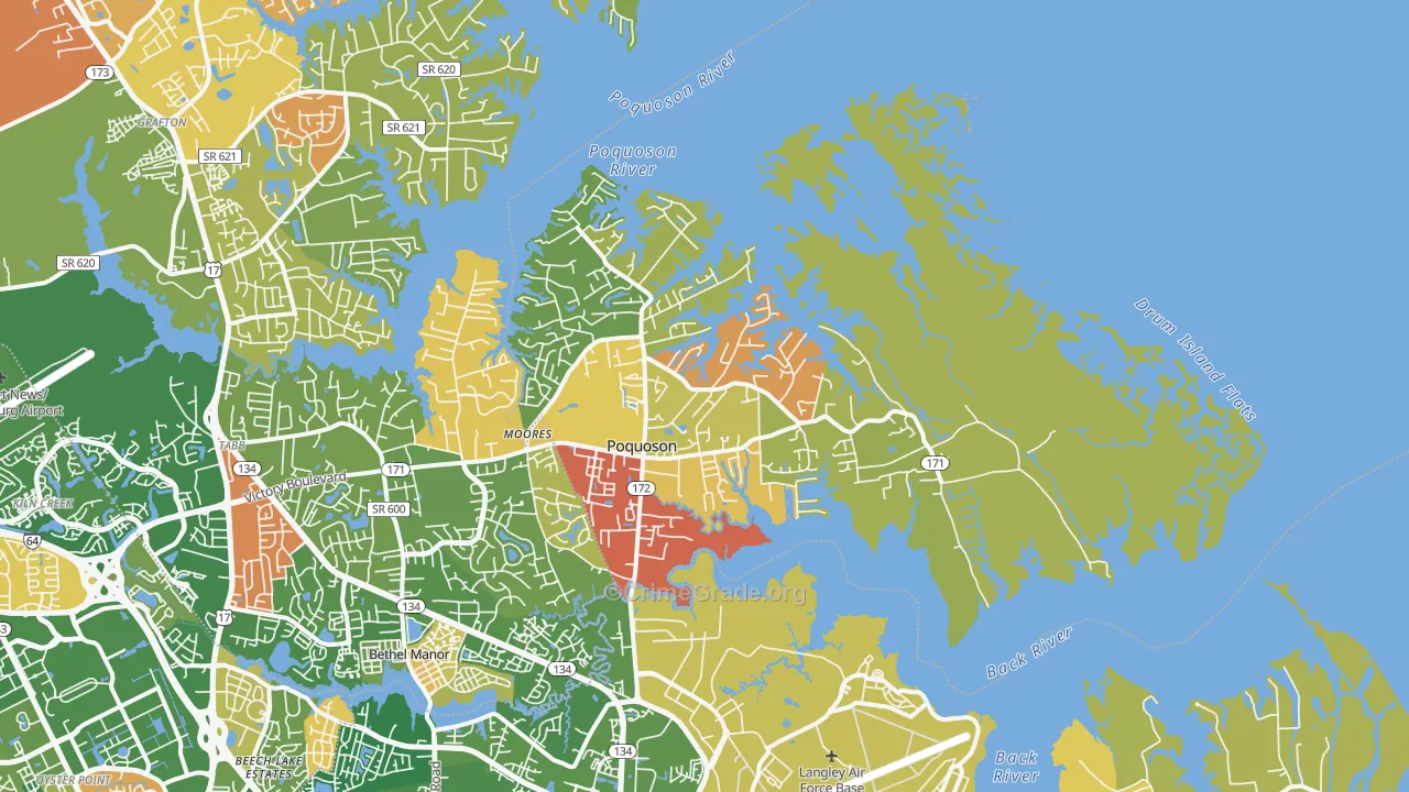 Poquoson, VA Map of Arson Rates