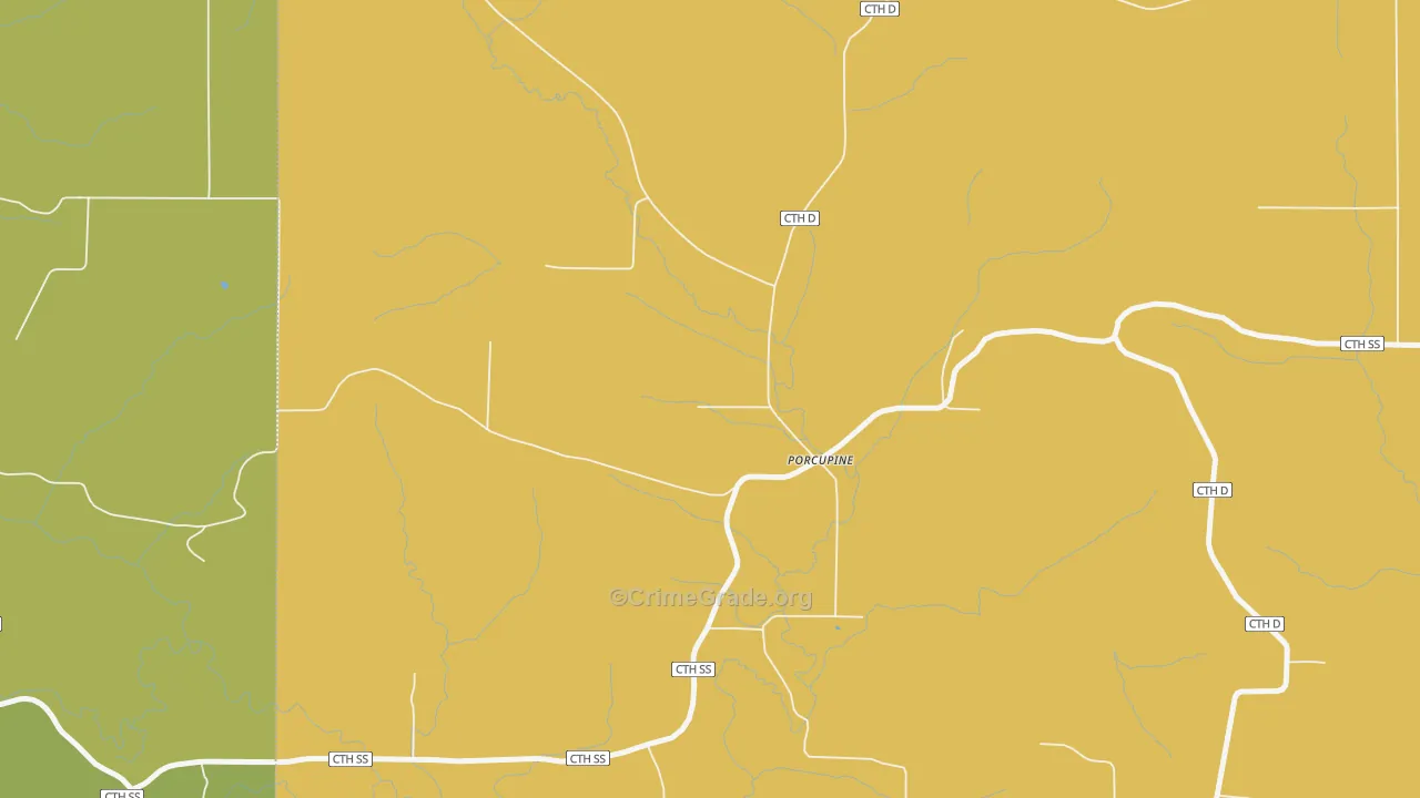 Porcupine, WI Map of Arson Rates