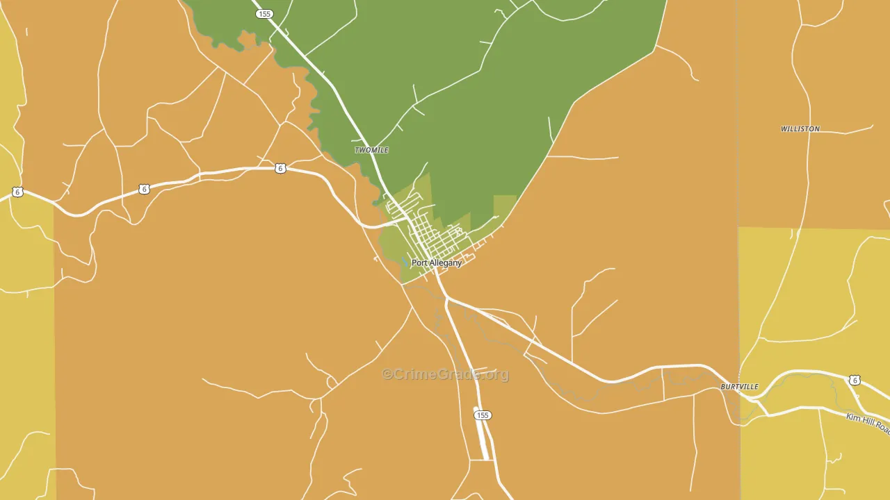 Port Allegany, PA Map of Arson Rates