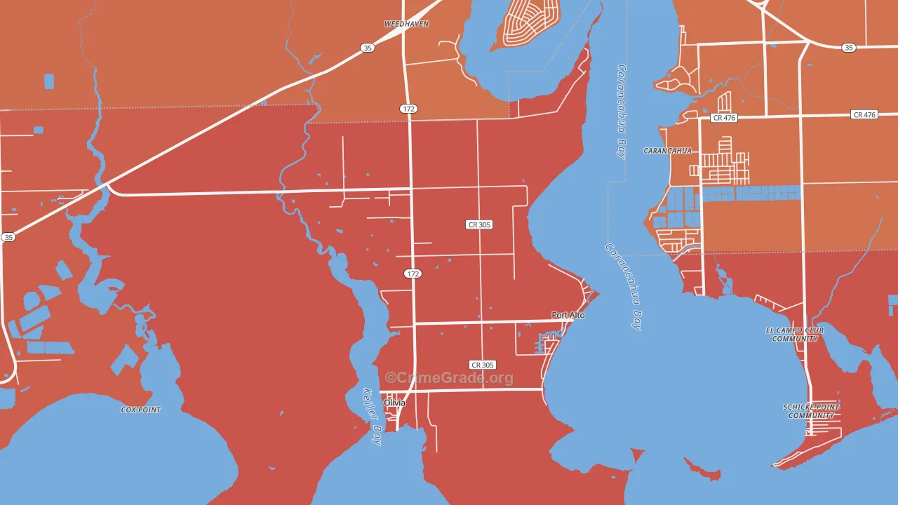 Port Alto, TX Map of Arson Rates
