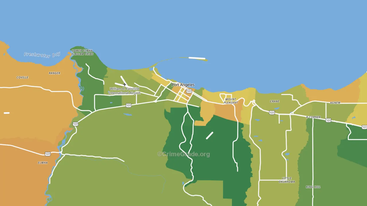Port Angeles, WA Map of Arson Rates