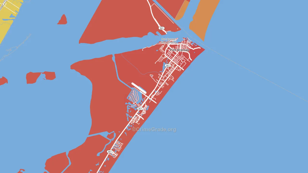 Port Aransas, TX Map of Arson Rates