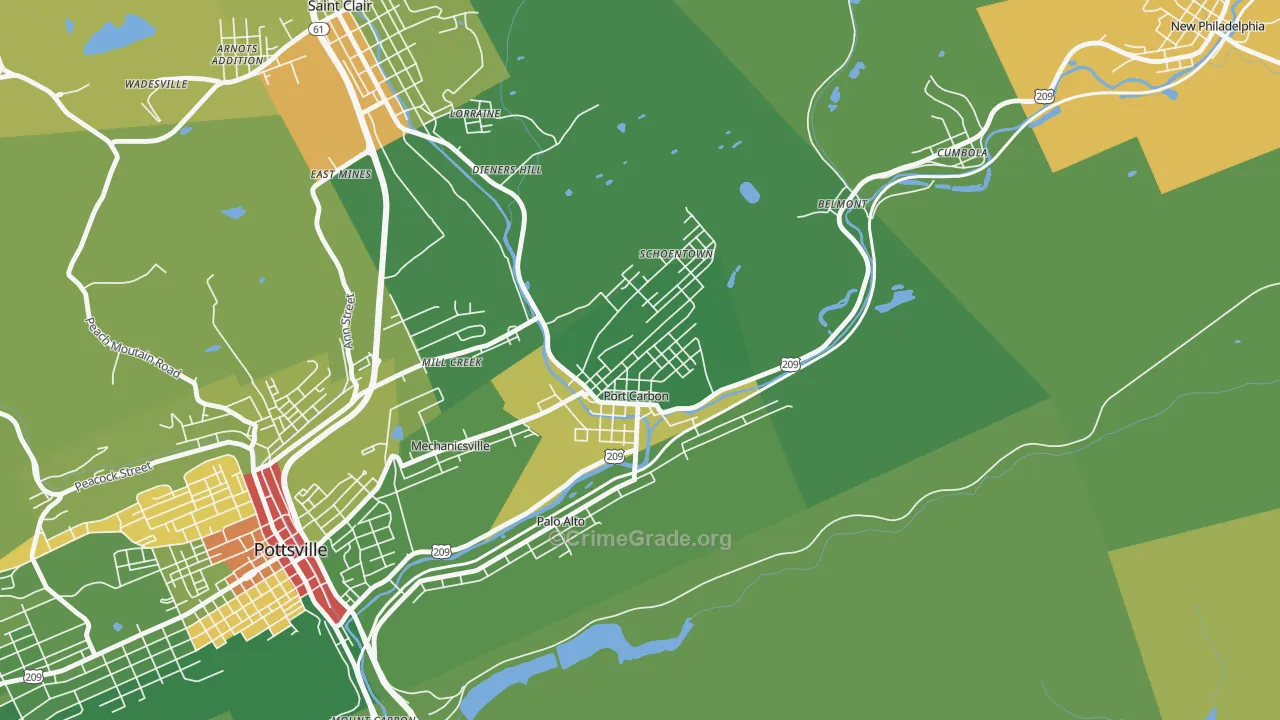 Port Carbon, PA Map of Arson Rates