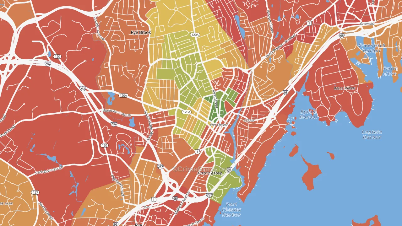 Port Chester, NY Map of Arson Rates