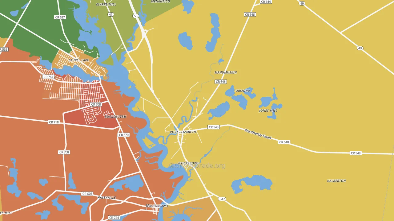 Port Elizabeth, NJ Map of Arson Rates