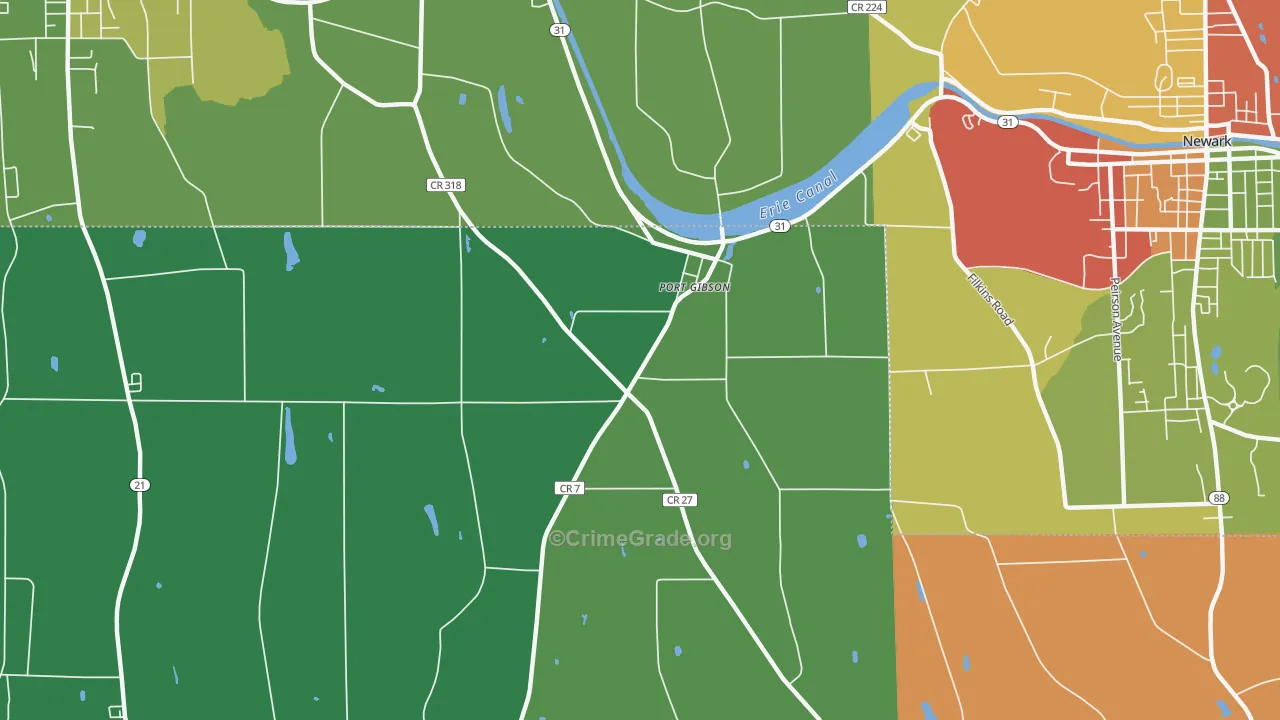 Port Gibson, NY Map of Arson Rates