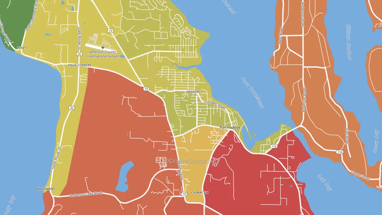 Port Hadlock-Irondale, WA Map of Arson Rates