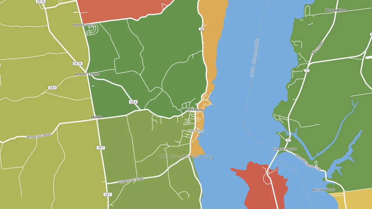 Port Henry, NY Map of Arson Rates