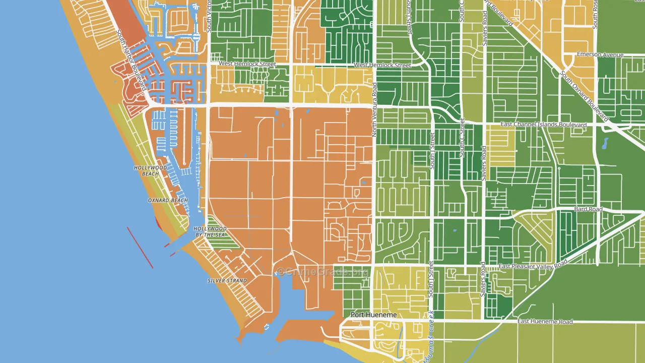 Port Hueneme Cbc Base, CA Map of Arson Rates