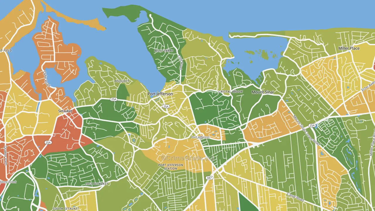 Port Jefferson, NY Map of Arson Rates
