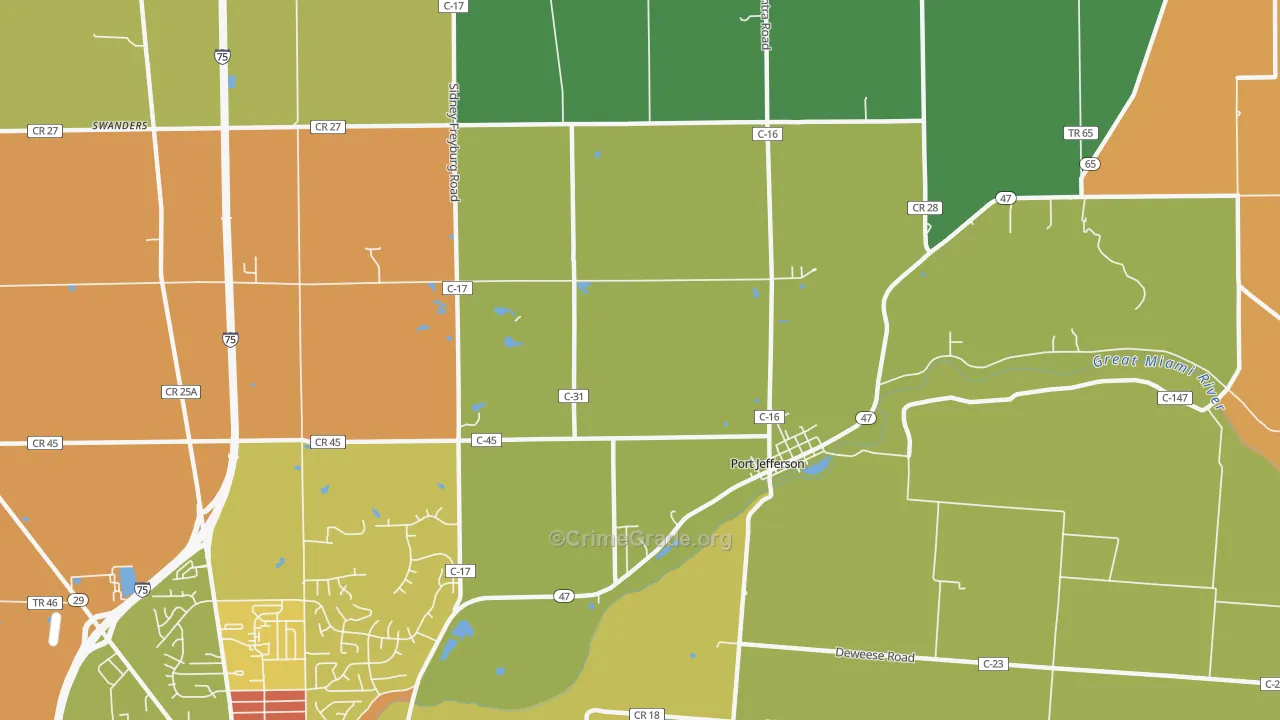 Port Jefferson, OH Map of Arson Rates