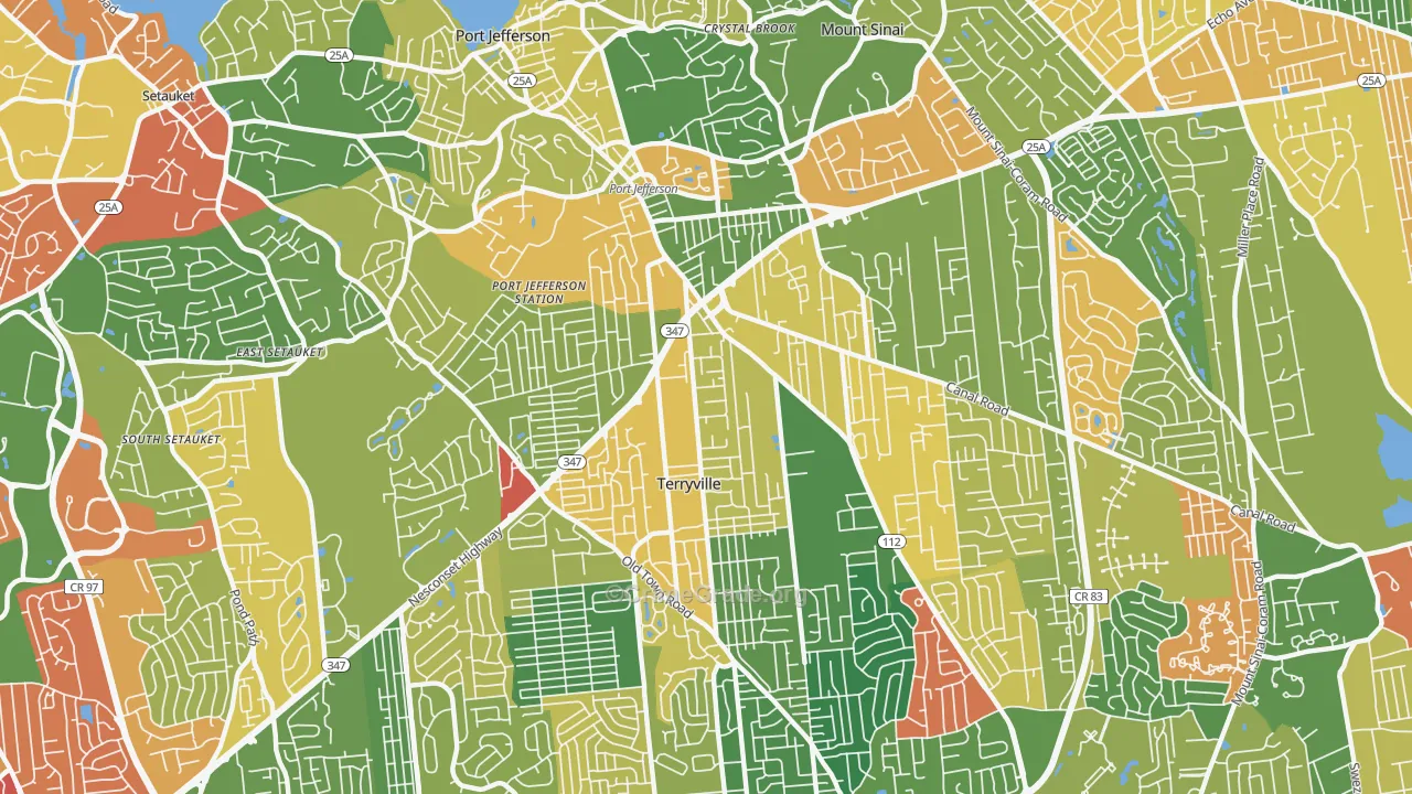 Port Jefferson Station, NY Map of Arson Rates