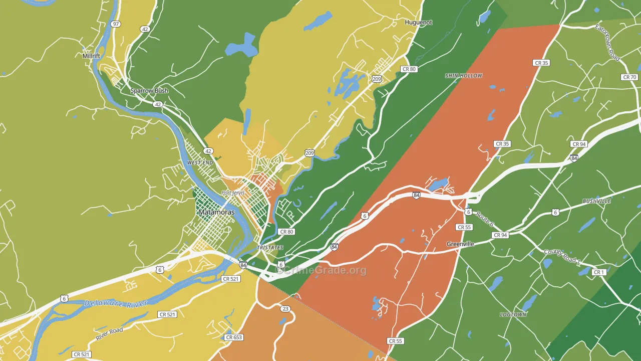 Port Jervis, NY Map of Arson Rates