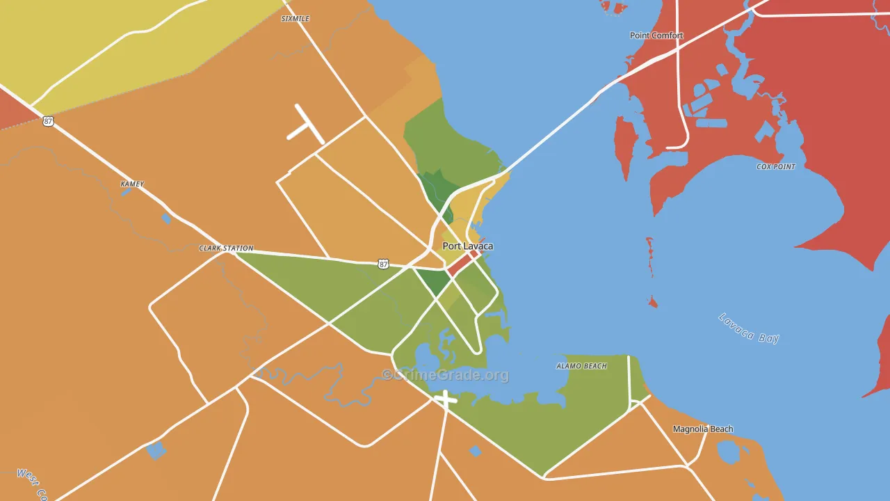 Port Lavaca, TX Map of Arson Rates