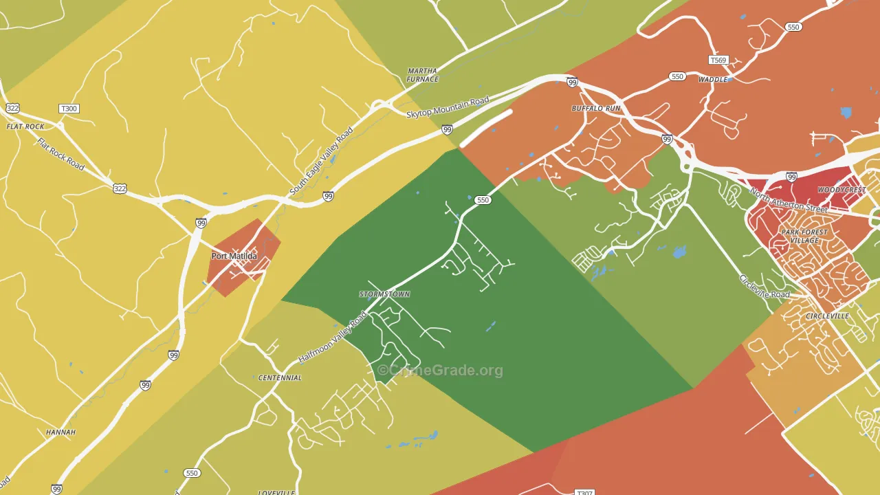 Port Matilda, PA Map of Arson Rates