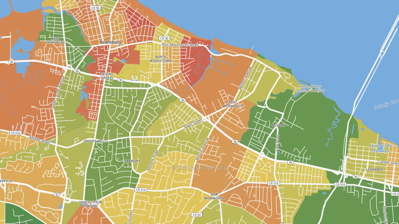 Port Monmouth, NJ Map of Arson Rates