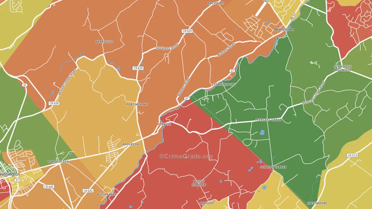 Port Murray, NJ Map of Arson Rates