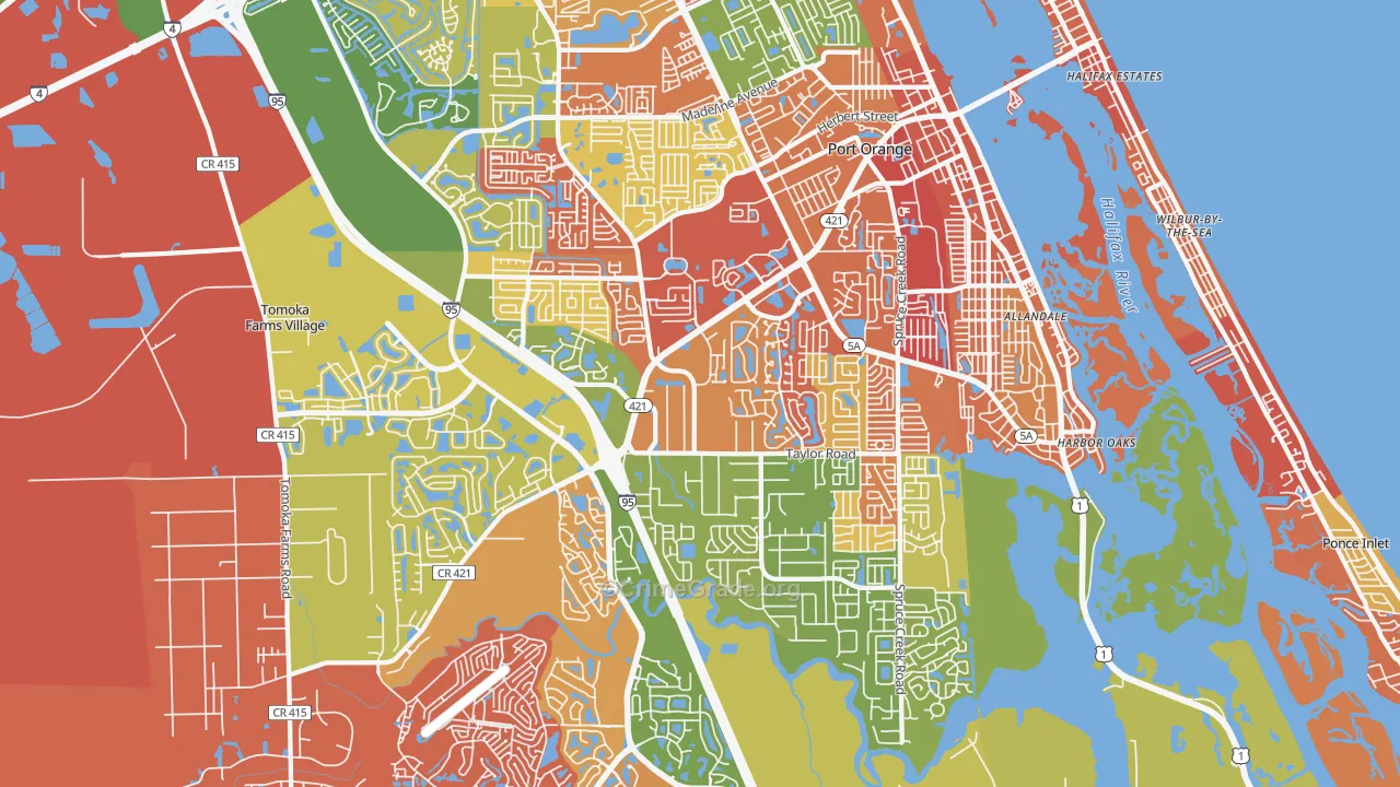 Port Orange, FL Map of Arson Rates