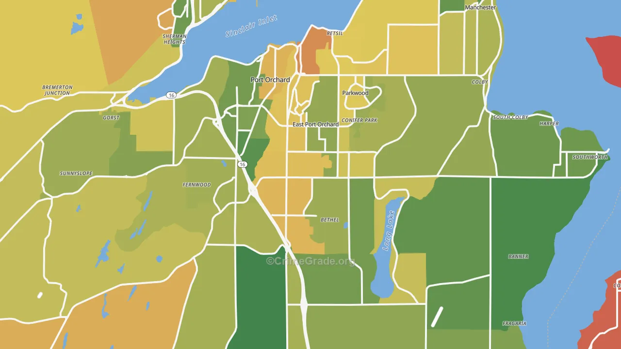 Port Orchard, WA Map of Arson Rates