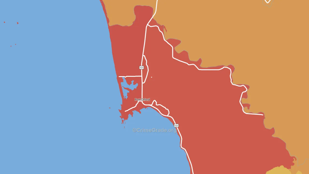 Port Orford, OR Map of Arson Rates