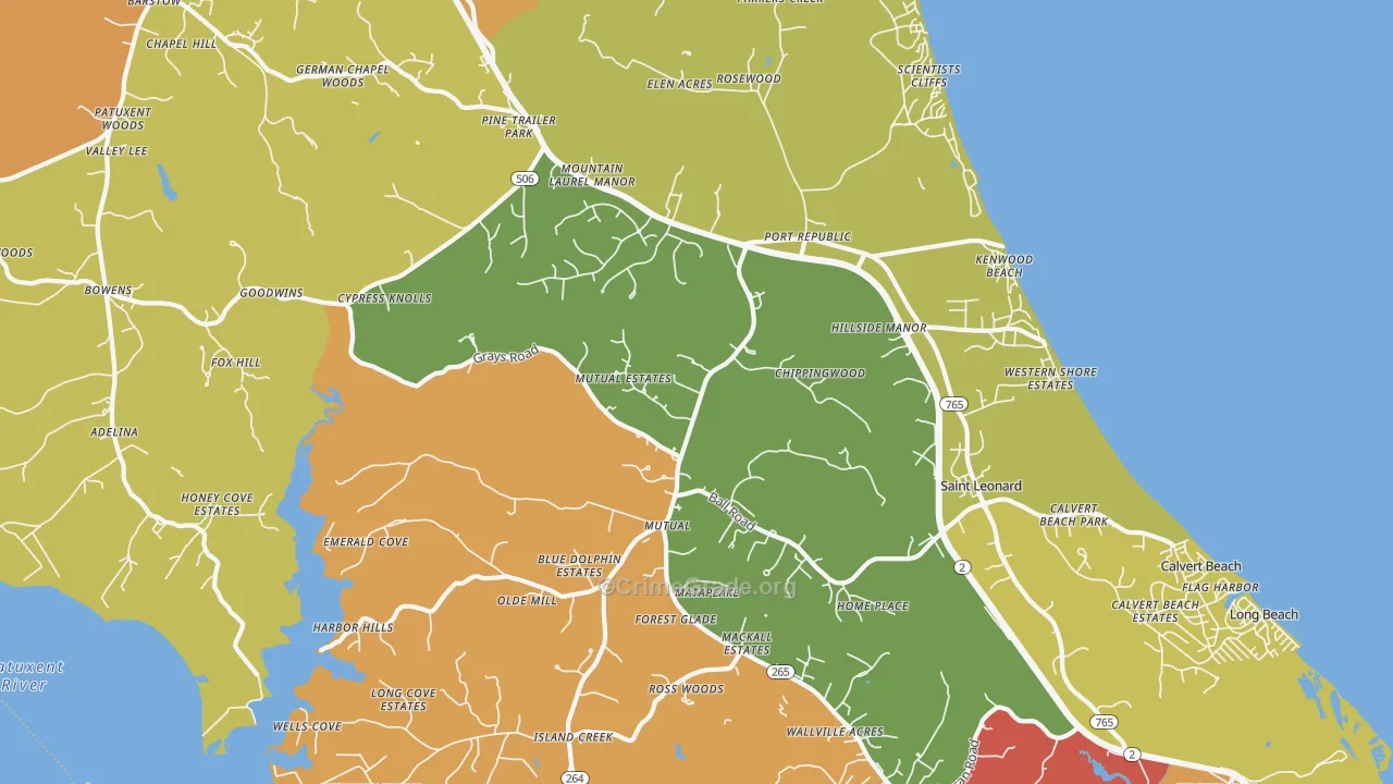 Port Republic, MD Map of Arson Rates