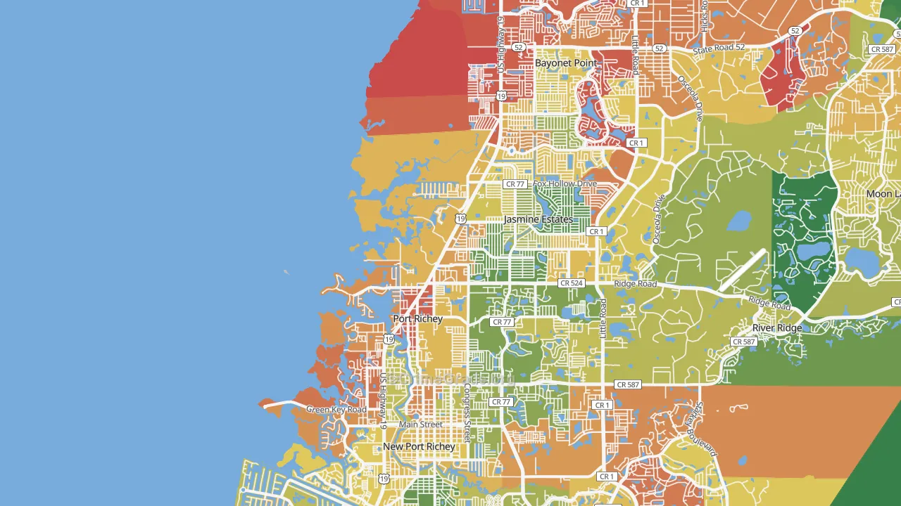 Port Richey, FL Map of Arson Rates