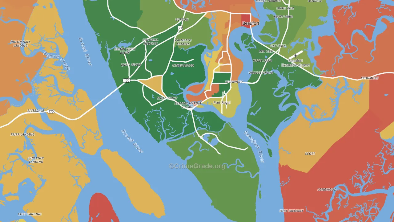 Port Royal, SC Map of Arson Rates