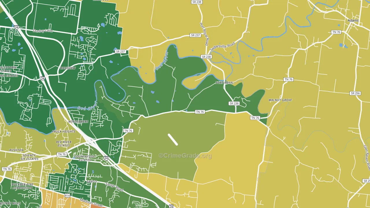 Port Royal, TN Map of Arson Rates