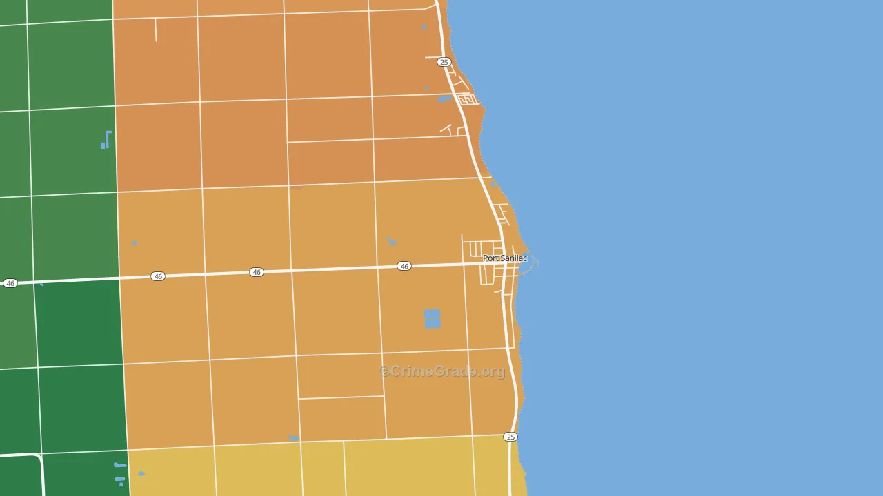 Port Sanilac, MI Map of Arson Rates