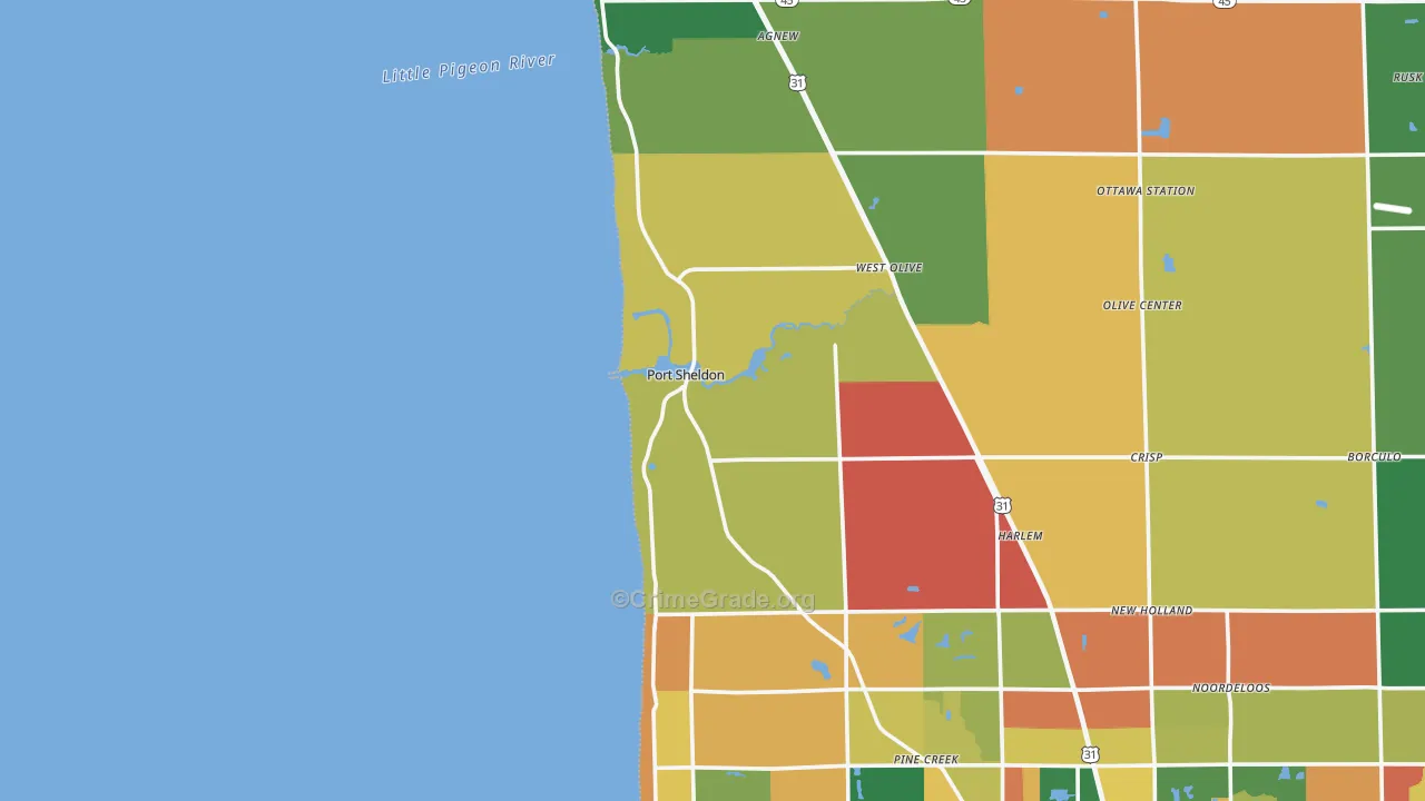 Port Sheldon, MI Map of Arson Rates