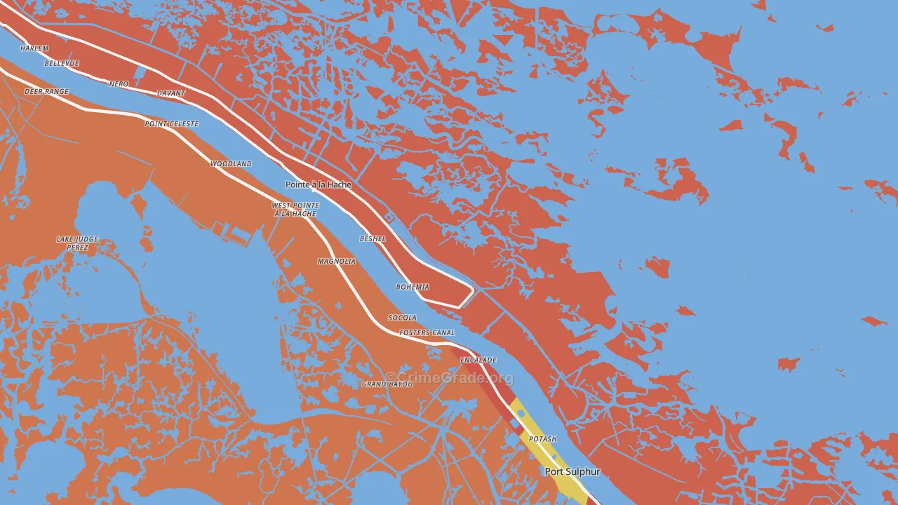 Port Sulphur, LA Map of Arson Rates