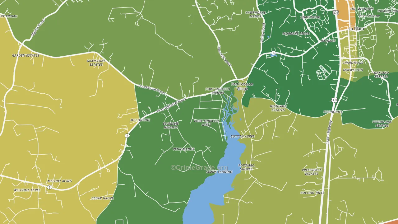 Port Tobacco, MD Map of Arson Rates