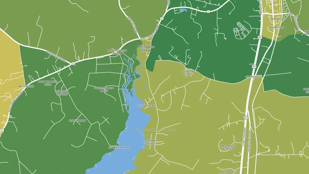 Port Tobacco Village, MD Map of Arson Rates