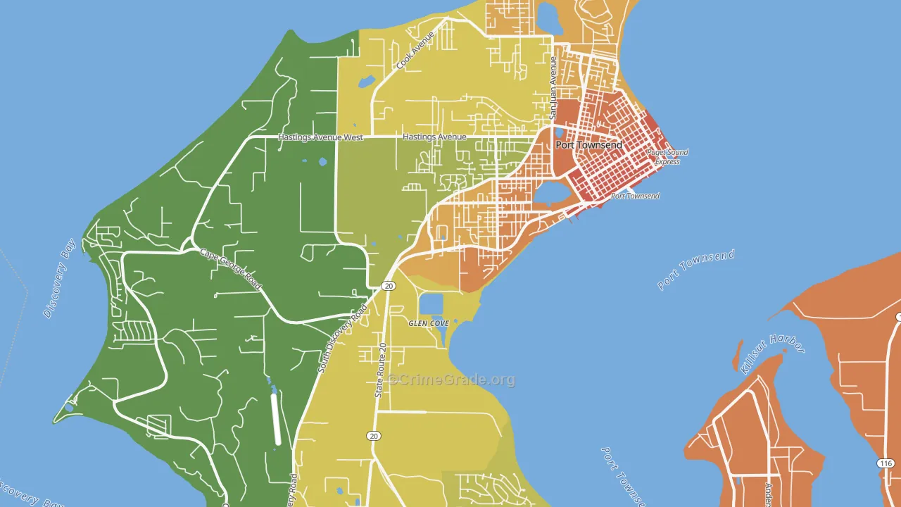 Port Townsend, WA Map of Arson Rates