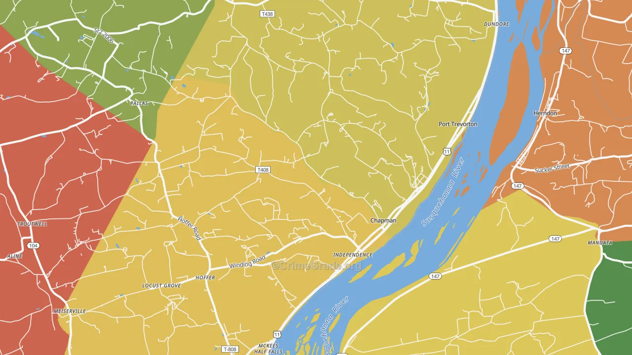 Port Trevorton, PA Map of Arson Rates