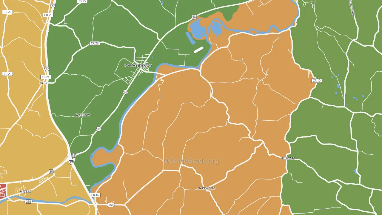 Port Washington, OH Map of Arson Rates