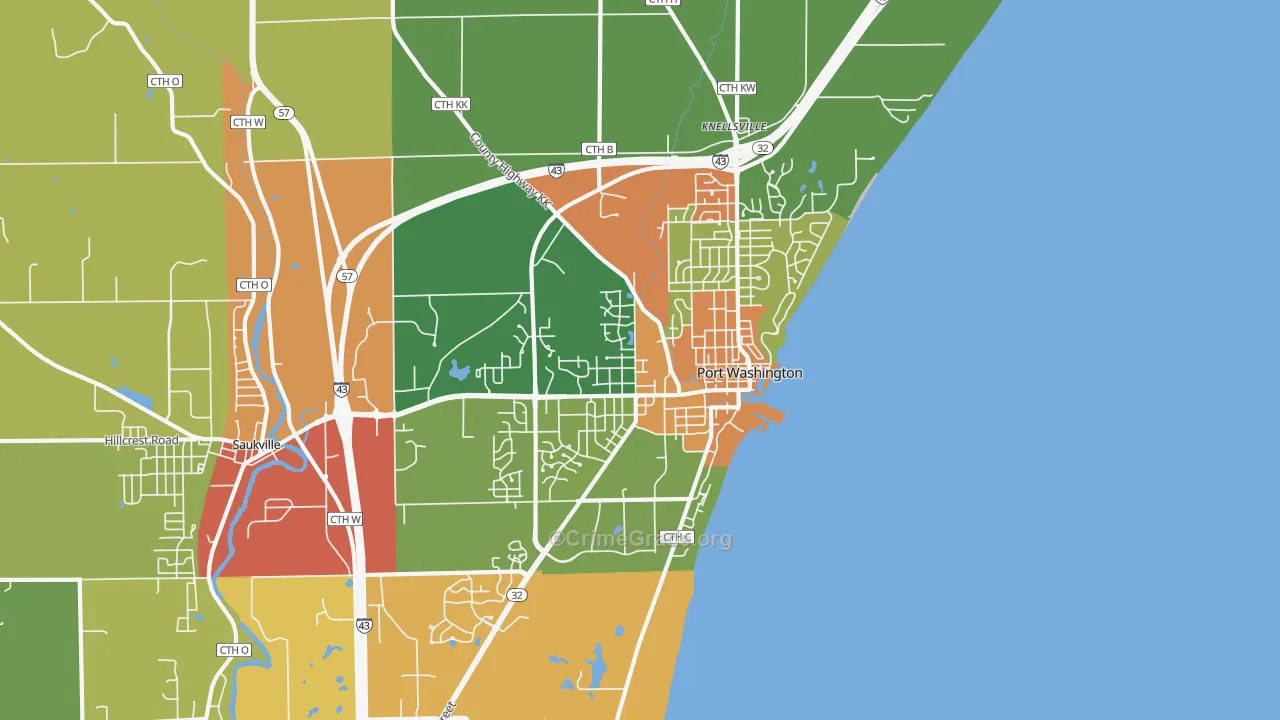 Port Washington, WI Map of Arson Rates
